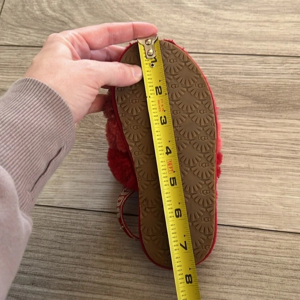 UGG Toddler Fluff Yeah Red Slipper Shoes Size 11
